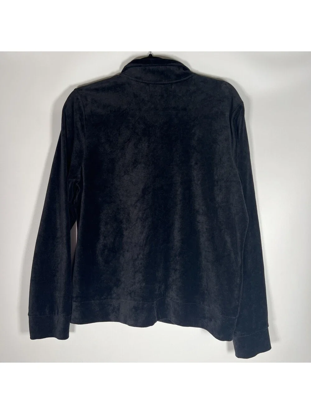 Lauren Ralph Lauren Velour Jacket Black Full Zip Gold Buttons Pockets-Women's L